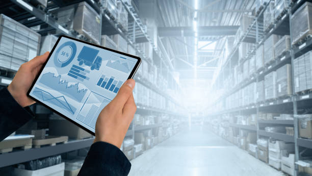Warehouse manager with digital tablet Warehouse manager with digital tablet